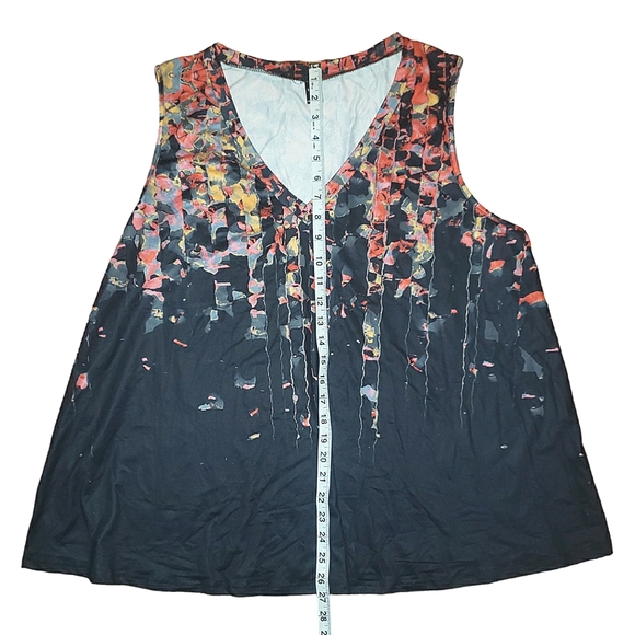 Lishly Curve Colorful Abstract Sleeveless V Neck Stretchy Flowy Blouse Top 2XL - Picture 14 of 15